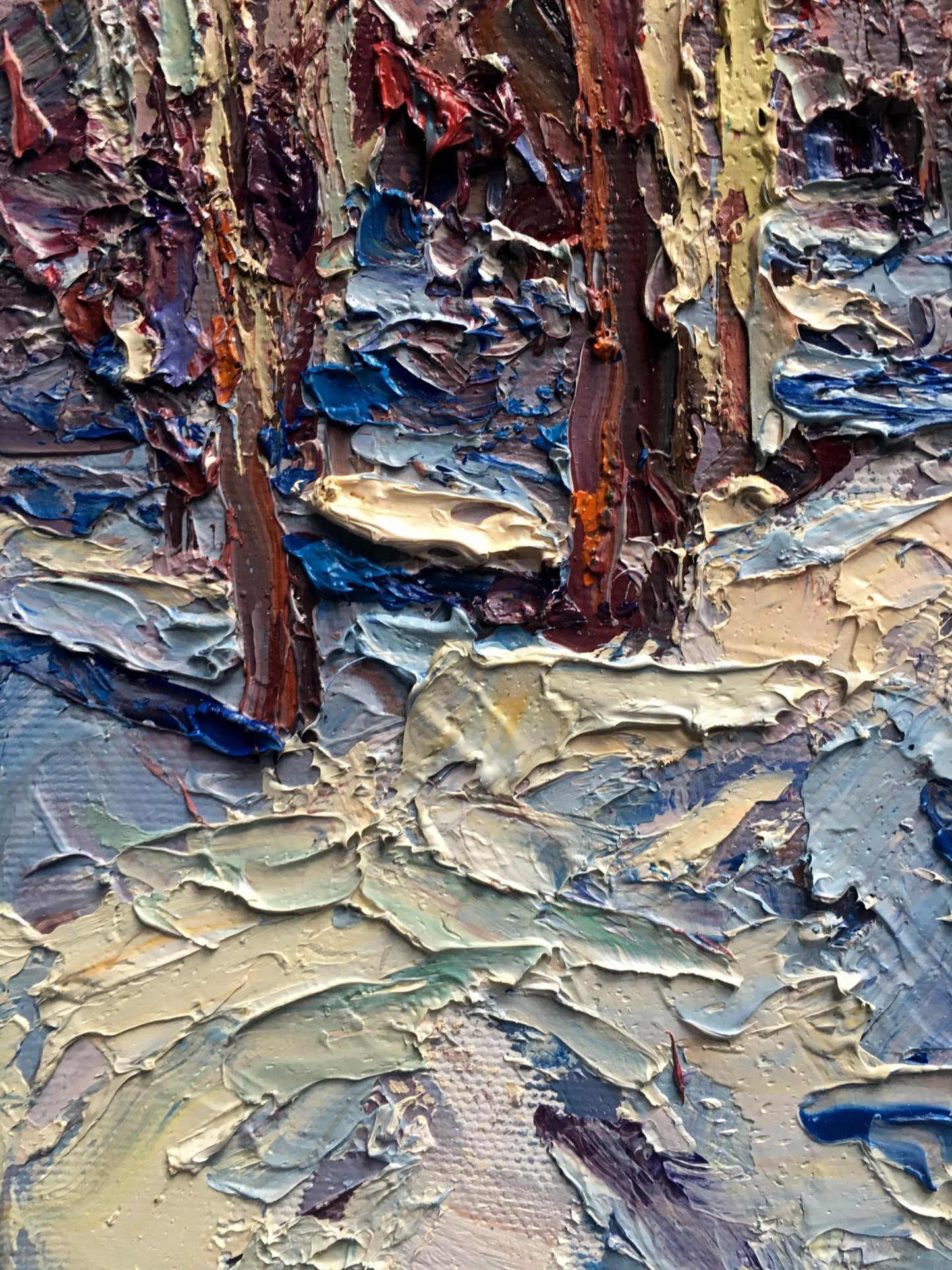 Oil painting Forest snow