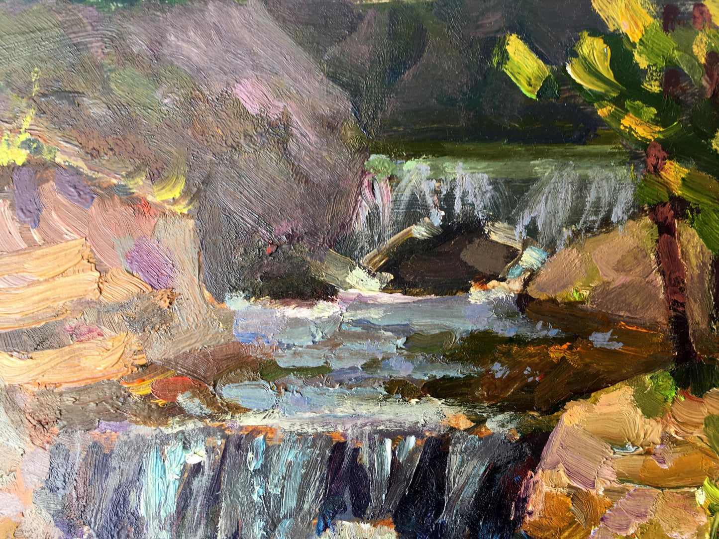 Oil painting Mountain waterfall Batrakov Vladimir Grigorievich