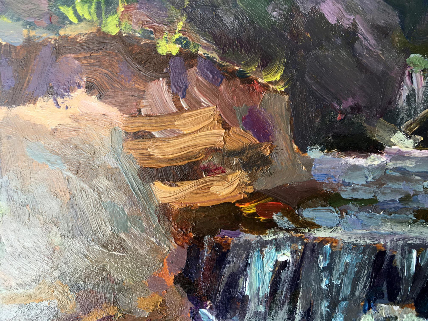 Oil painting Mountain waterfall Batrakov Vladimir Grigorievich