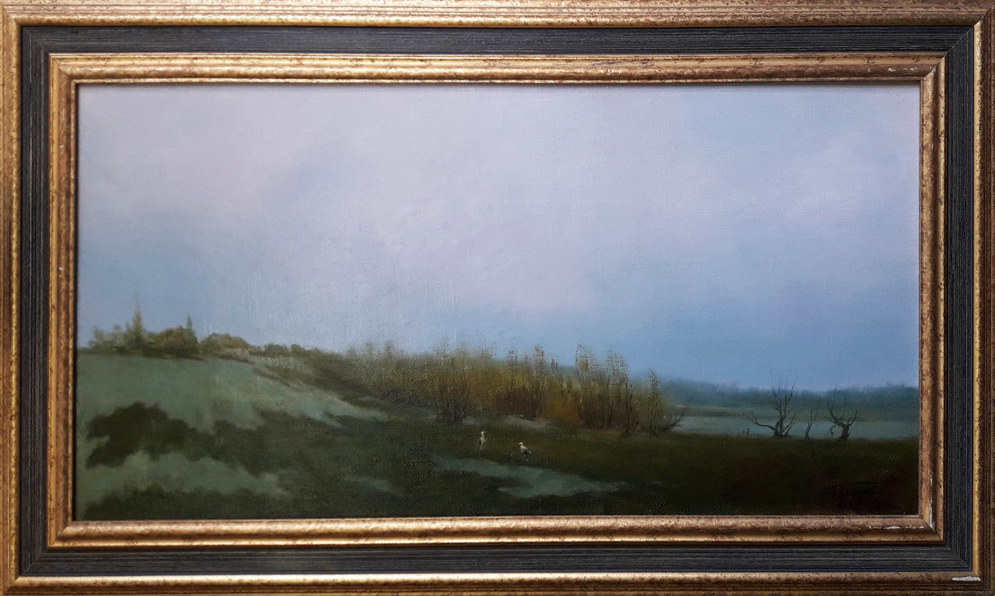Oil painting The storks have arrived Korkishko Vasily