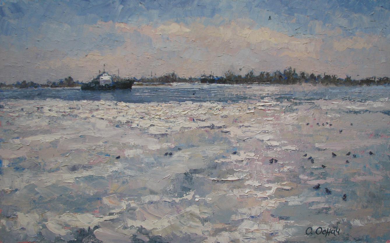 Oil painting Black and white Osnach Olesia