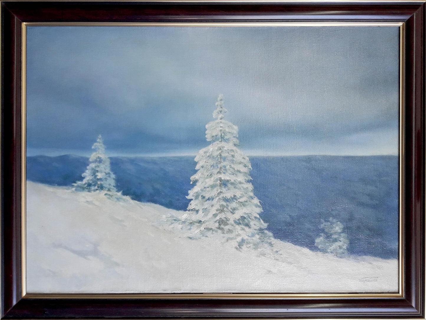 Oil painting Walk through the winter mountains Vasily Korkishko