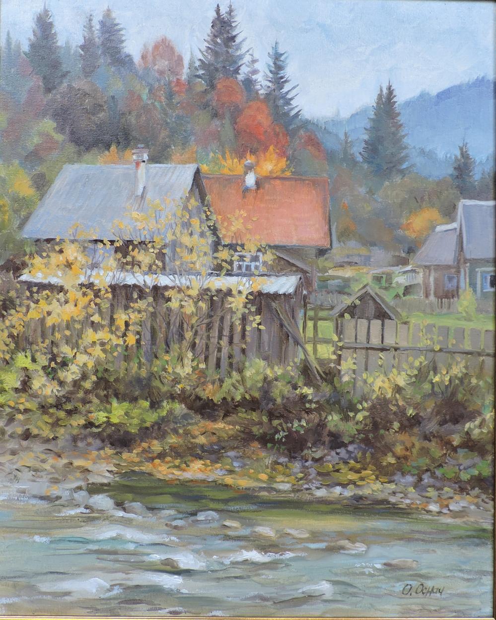 Oil painting On the bank of the Black Tisza Osnach Olesia