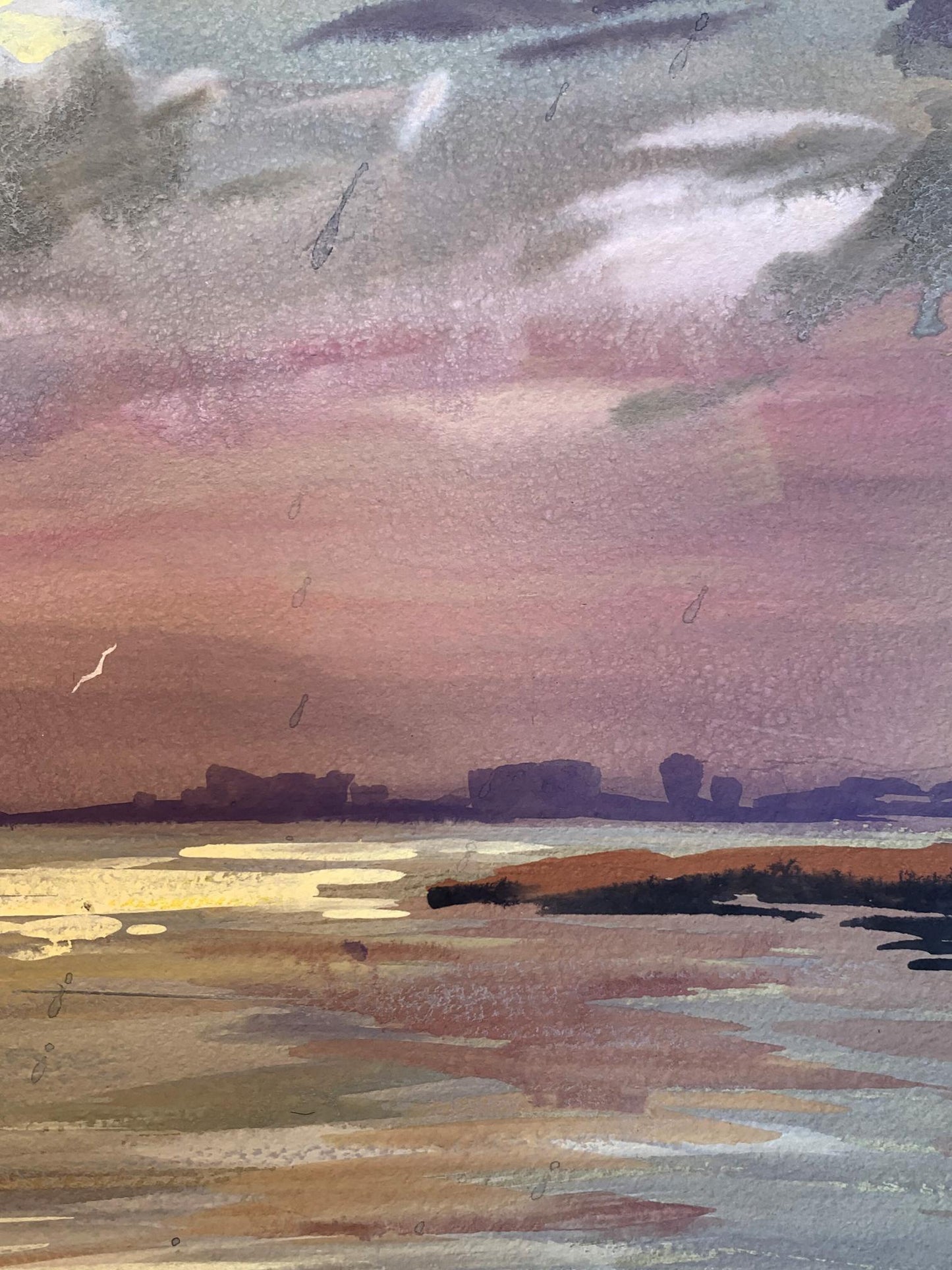 Watercolor painting Sunset on the spit Svetlana Gramm