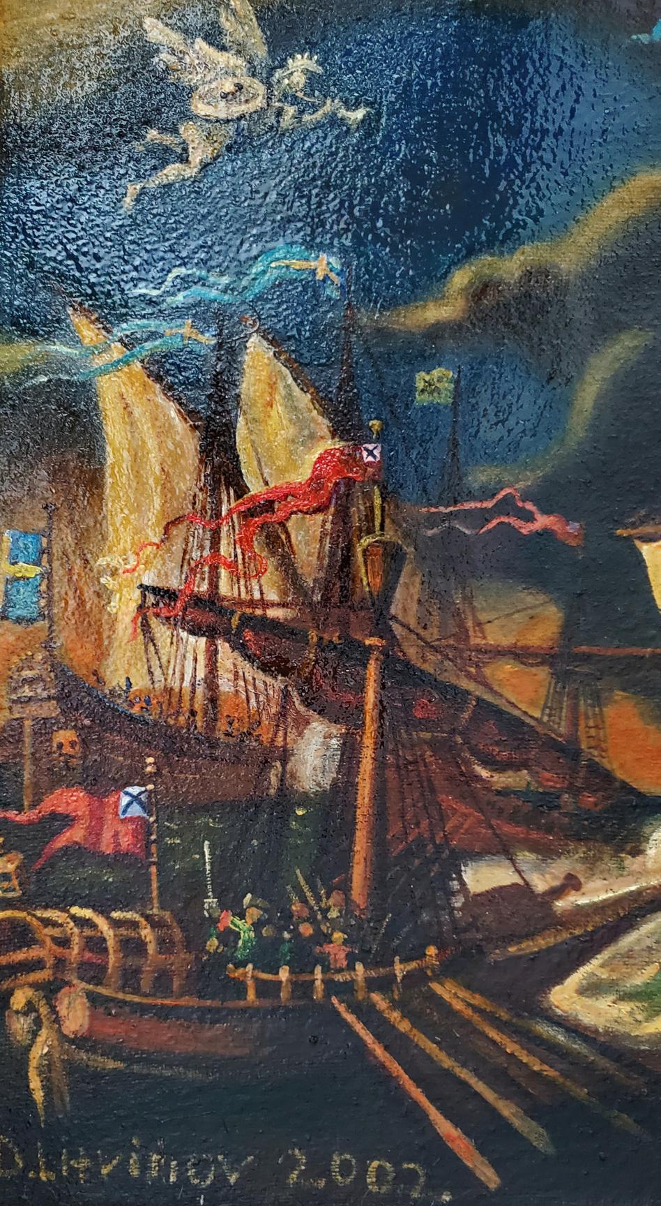 Oil painting Fights at sea Daniil Litvinov