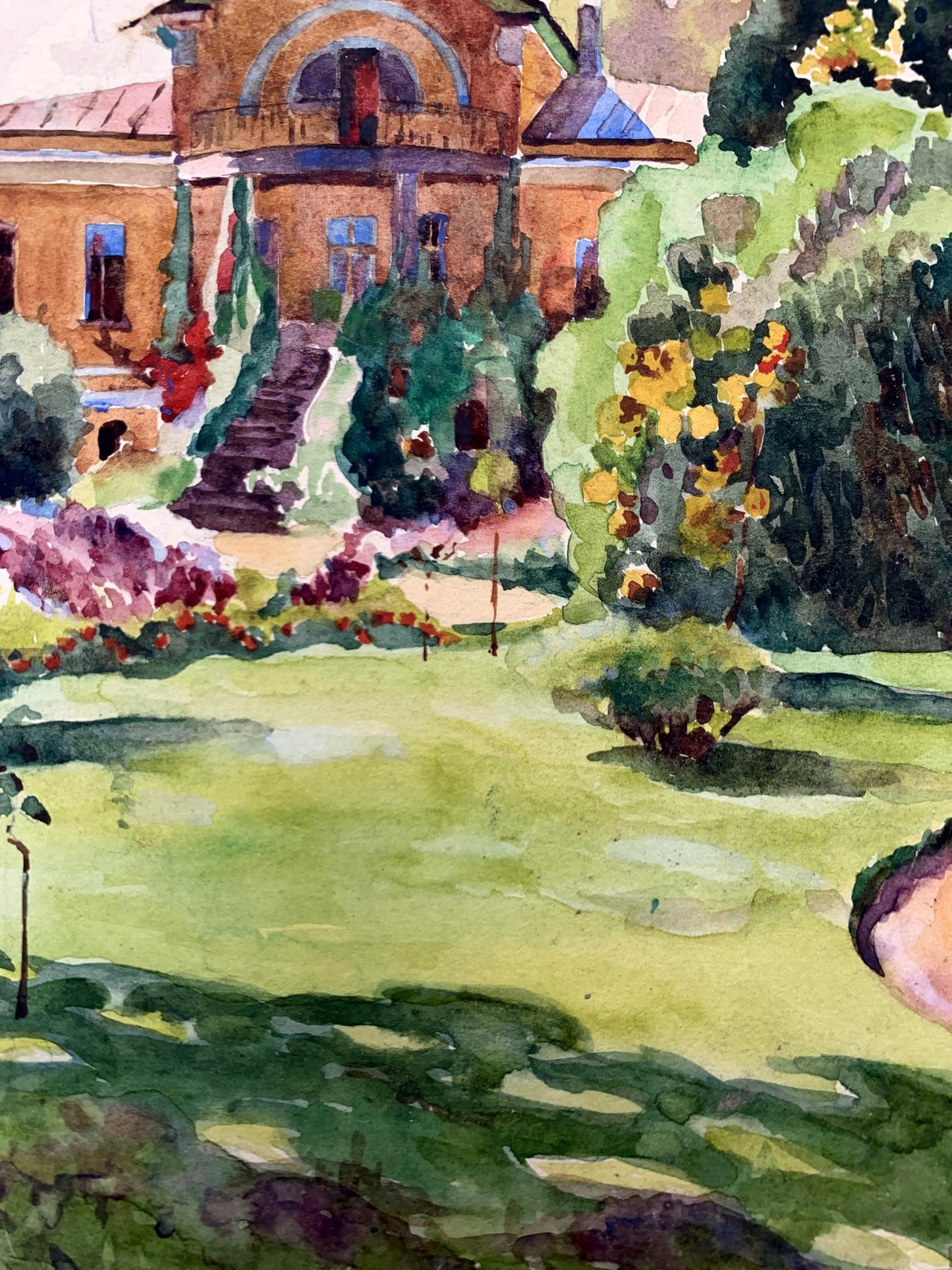 Watercolor painting Penthouse Garden Unknown artist