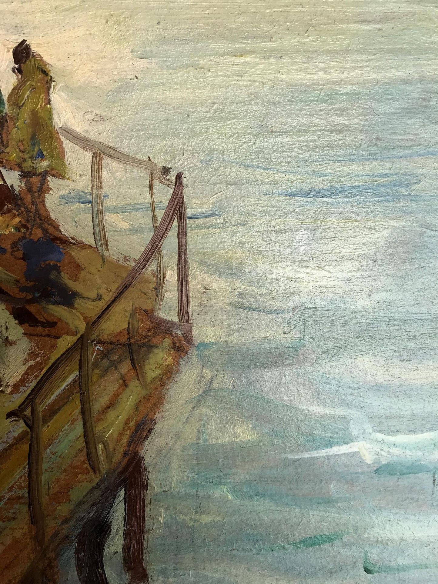 Oil painting Sea pier
