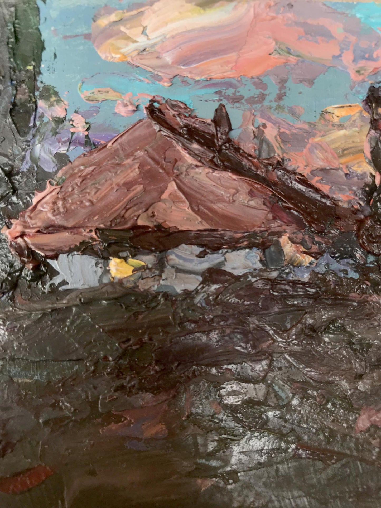 Oil painting pink evening