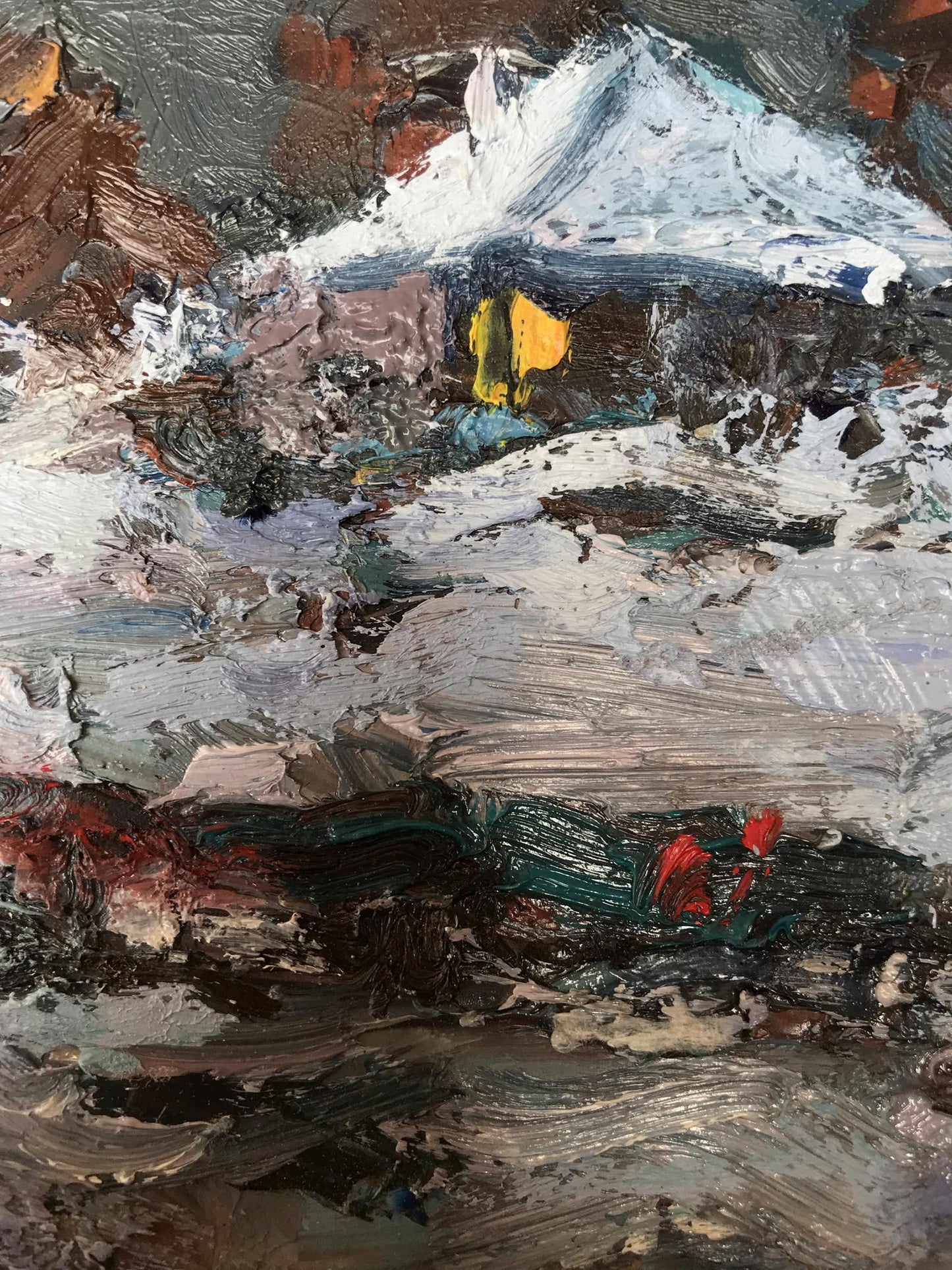 Oil painting Night rural yard