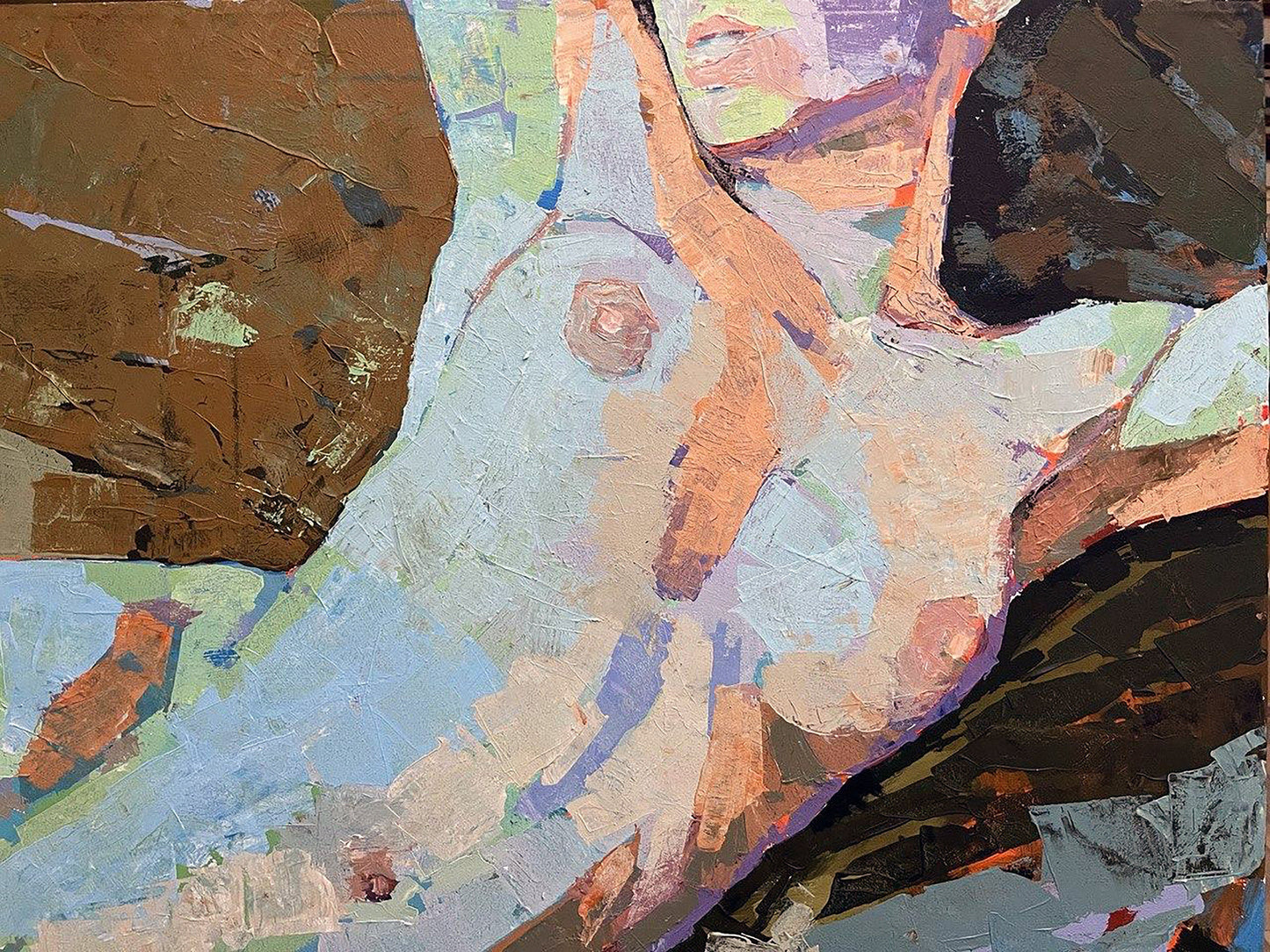 Acrylic painting Serhiy Kovalev Woman portrait nude expressionism