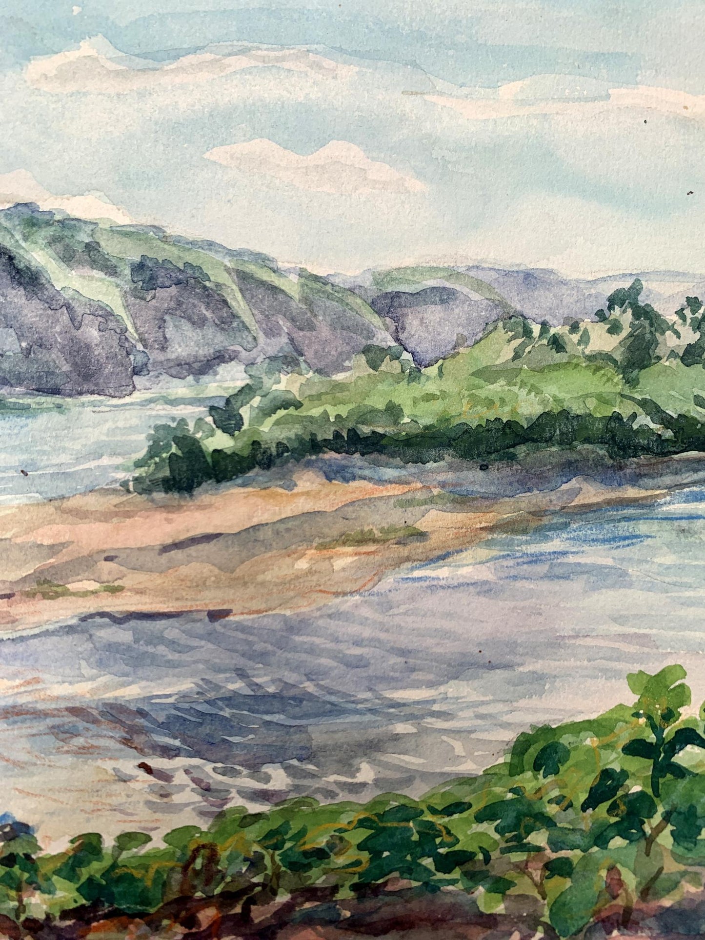Watercolor painting Mountain stream O. Umansky