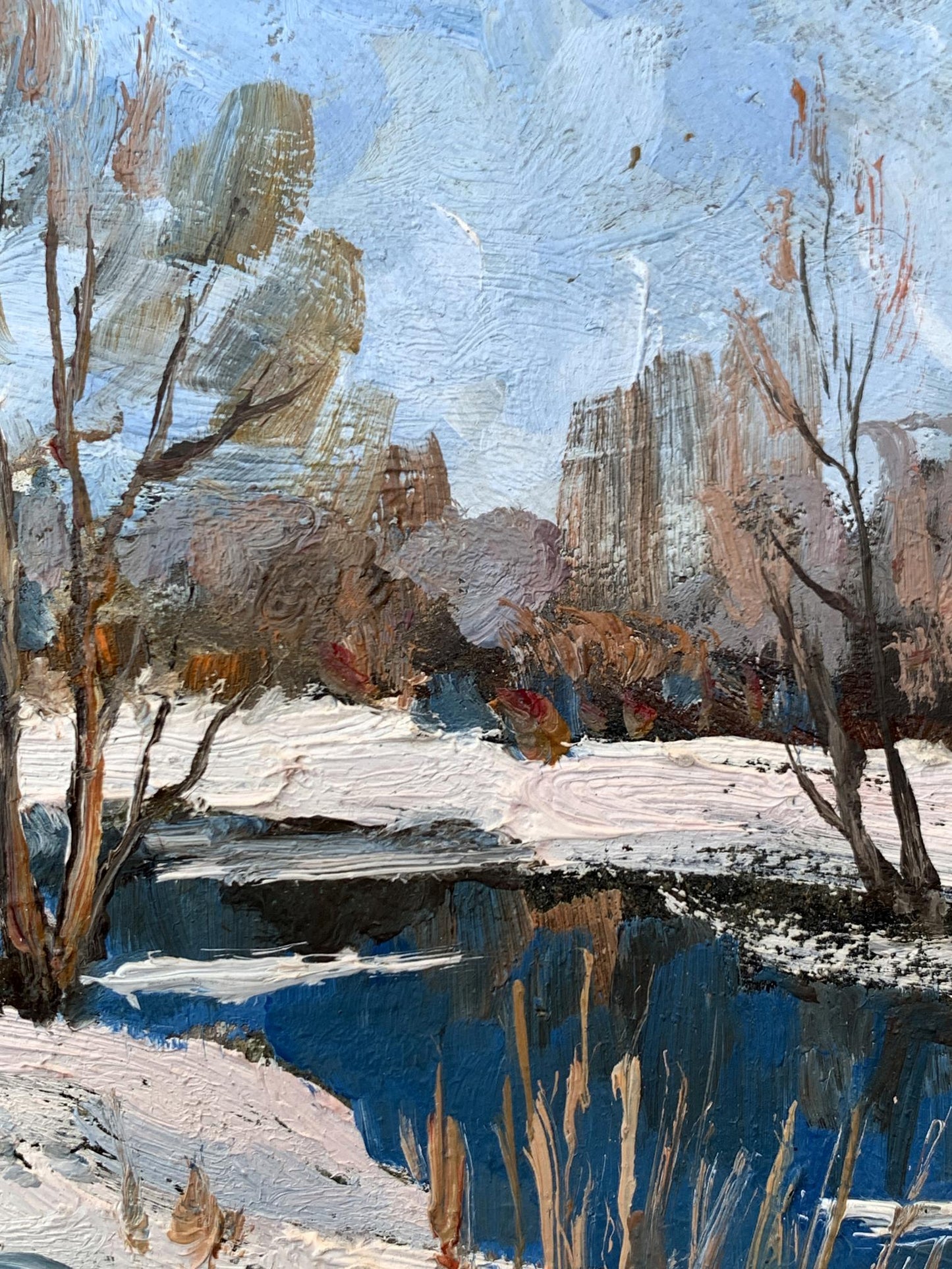 Oil painting Bright winter meadow Leonid Maistrenko