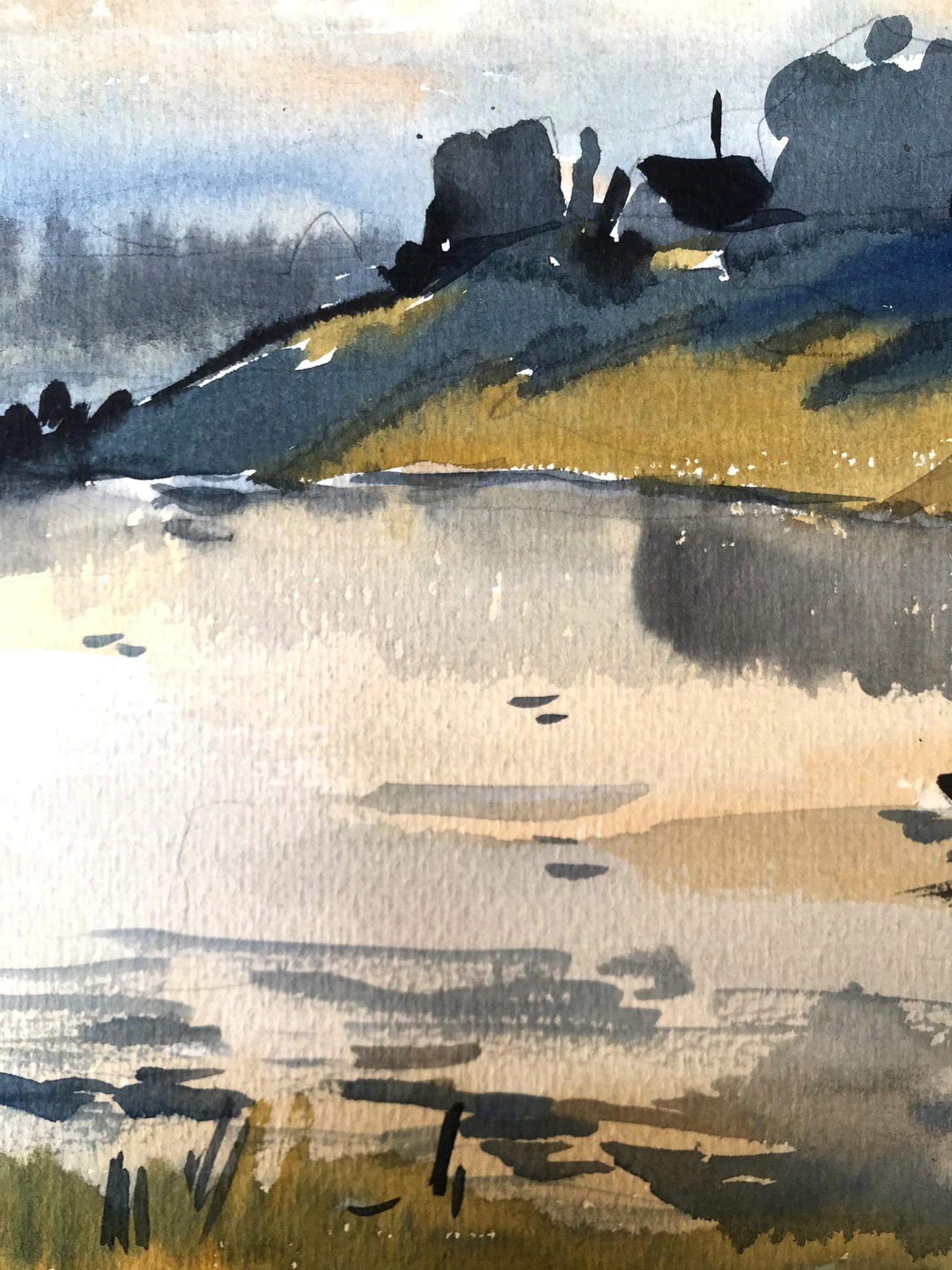 Watercolor painting Fishing holiday Litvinov Oleg Arkad'yevich