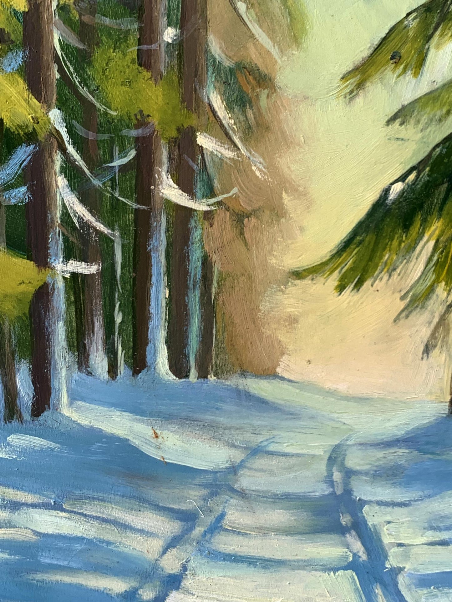 Oil painting Snowy road in the forest Mykhailo Burdylo