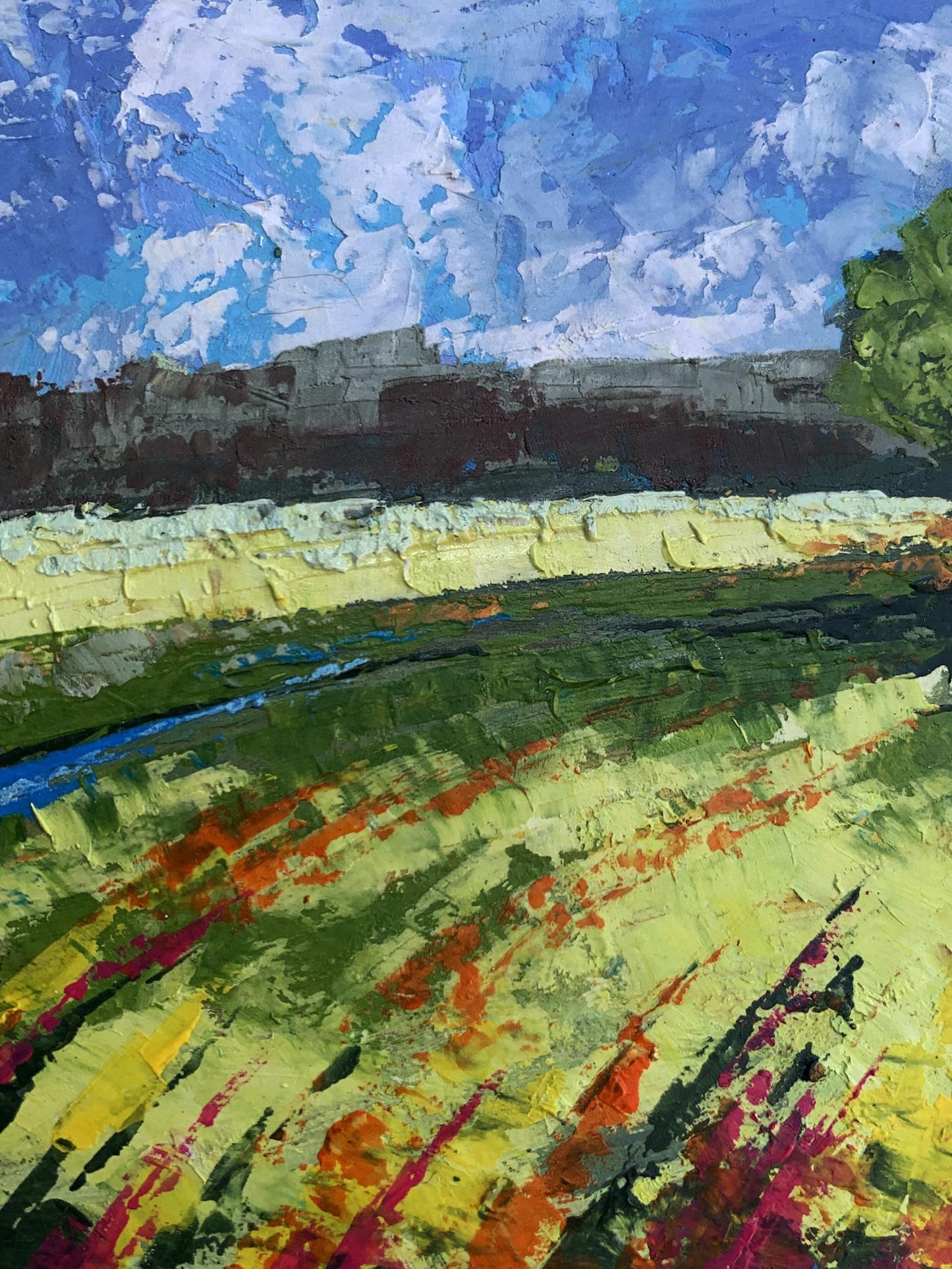 Oil painting Green fields under clear skies V. Zadorozhnya