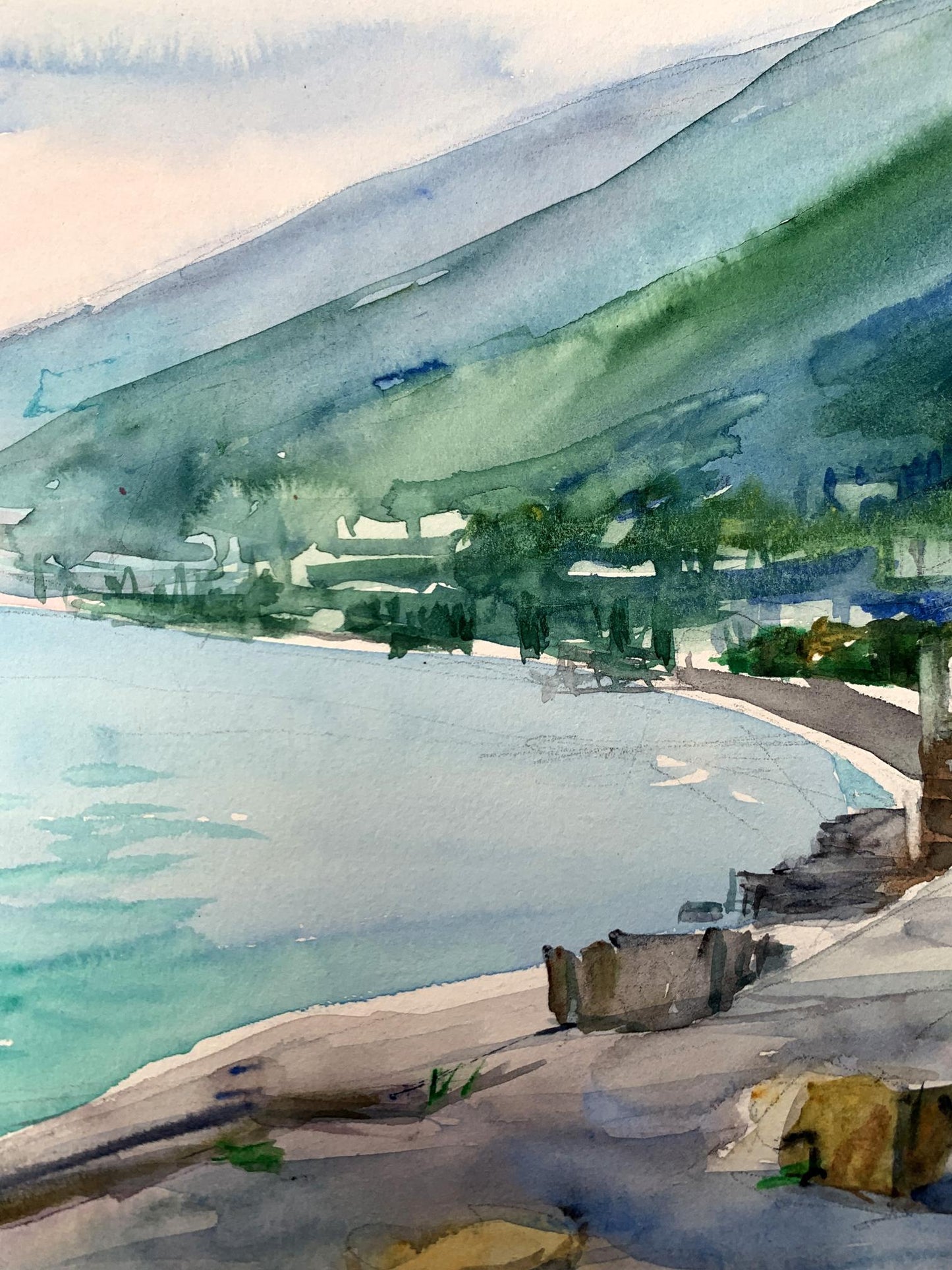 Watercolor painting Big mountains Unknown artist