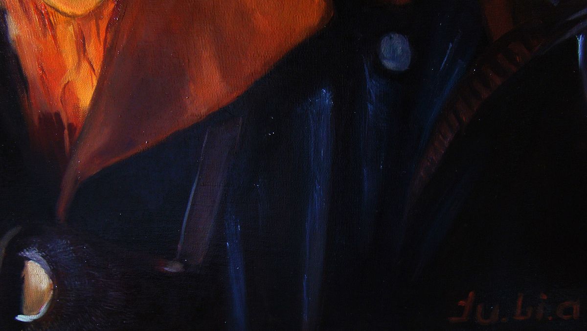 Yulia Lihina's oil painting titled "You're an a-hole or I am"