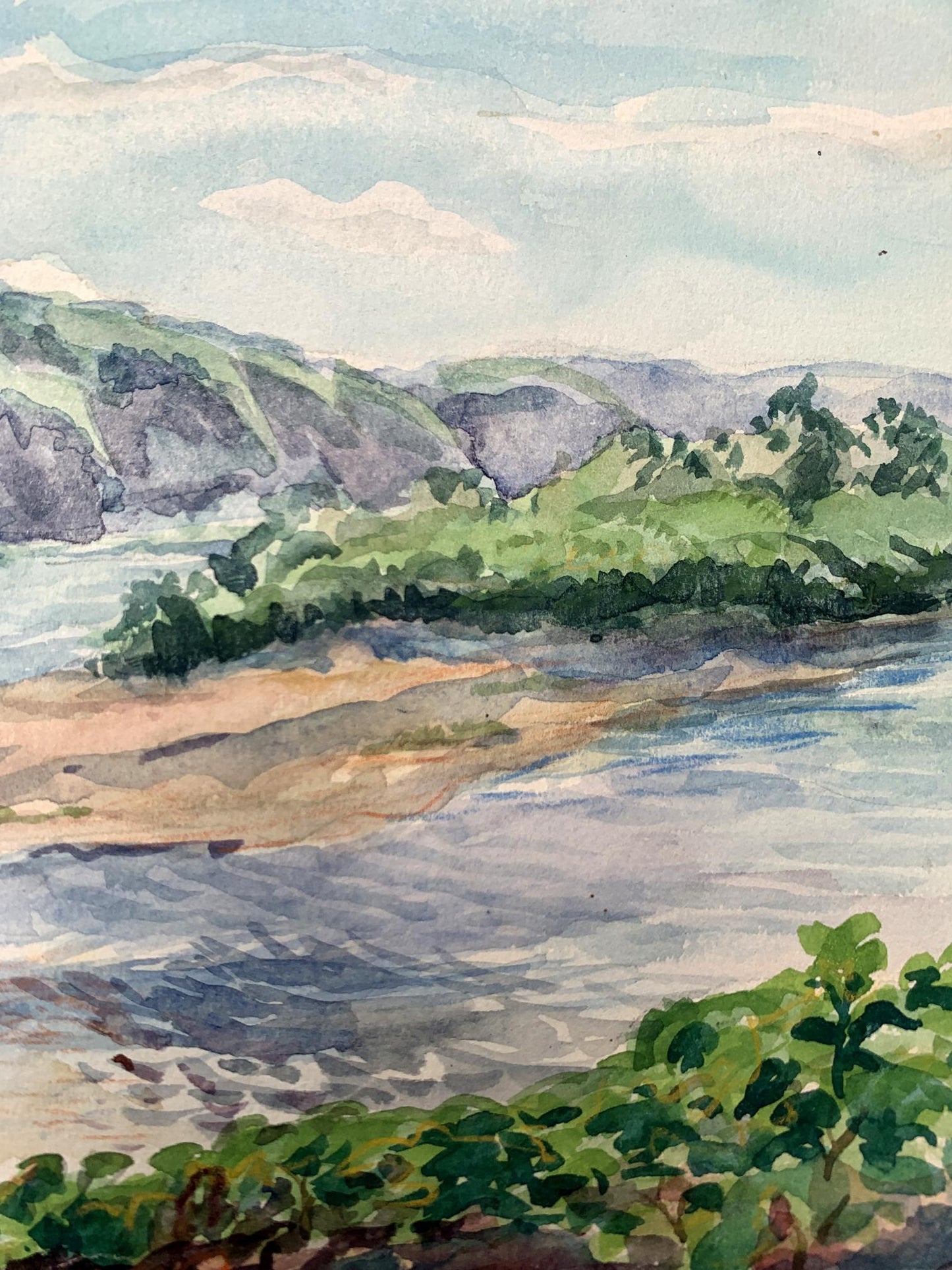 Watercolor painting Mountain stream O. Umansky