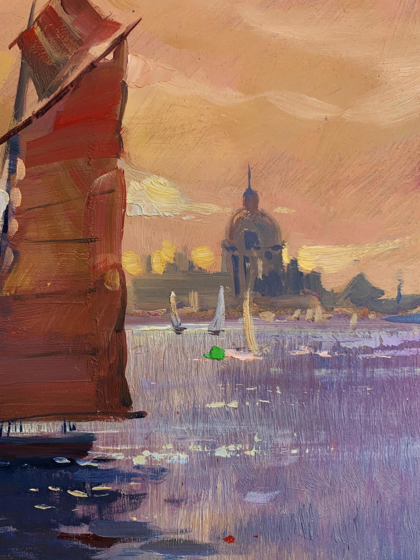 OIl painting Evening sailing on a sailboat at sea Yuriy Suprunchuk