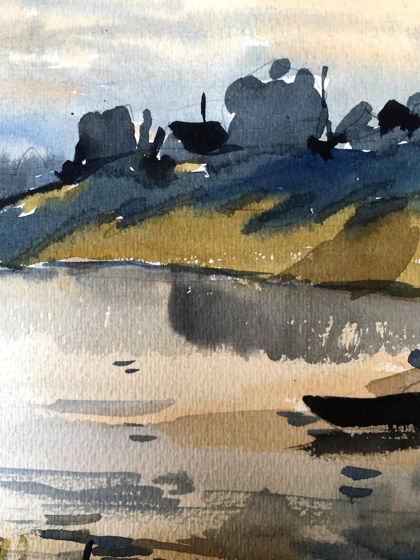Watercolor painting Fishing holiday Litvinov Oleg Arkad'yevich