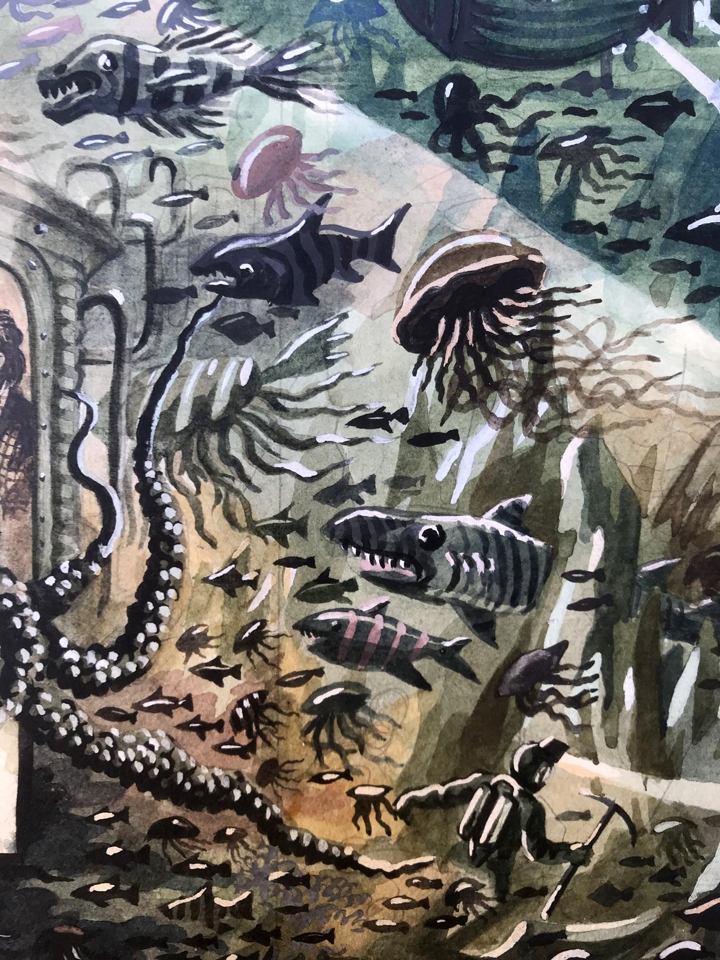 Watercolor painting Undersea world Alexander Arkadievich Litvinov