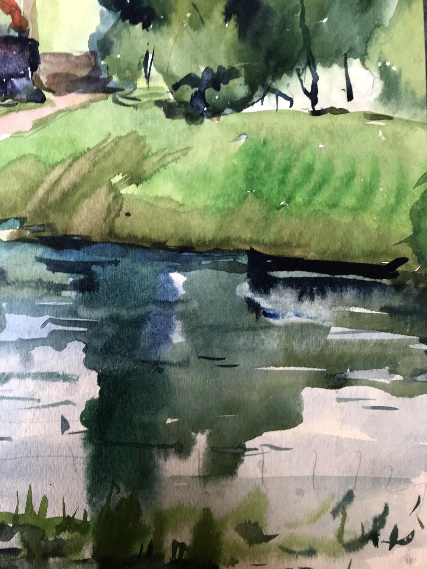 Watercolor painting House by the coast Litvinov Oleg Arkad'yevich