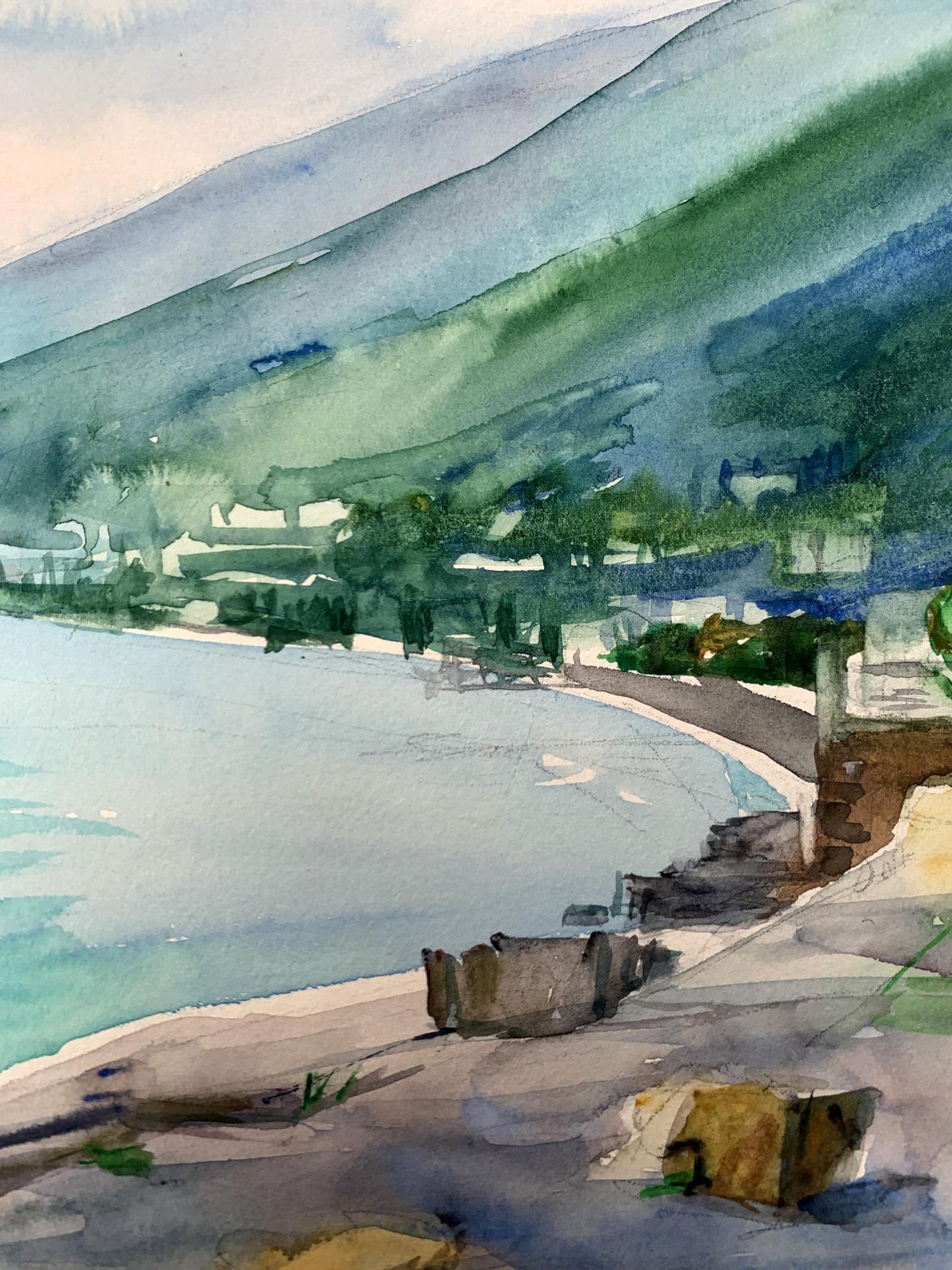 Watercolor painting Big mountains Unknown artist