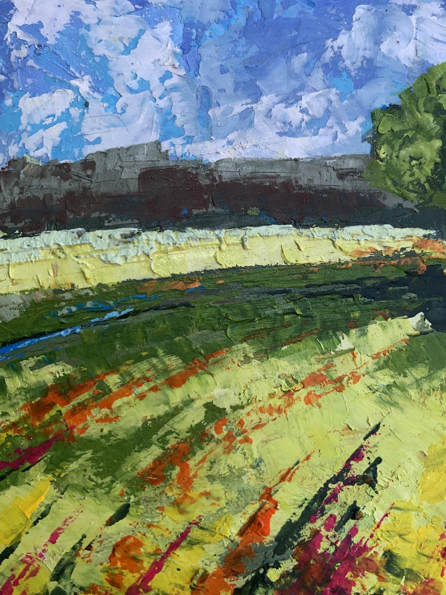 Oil painting Green fields under clear skies V. Zadorozhnya
