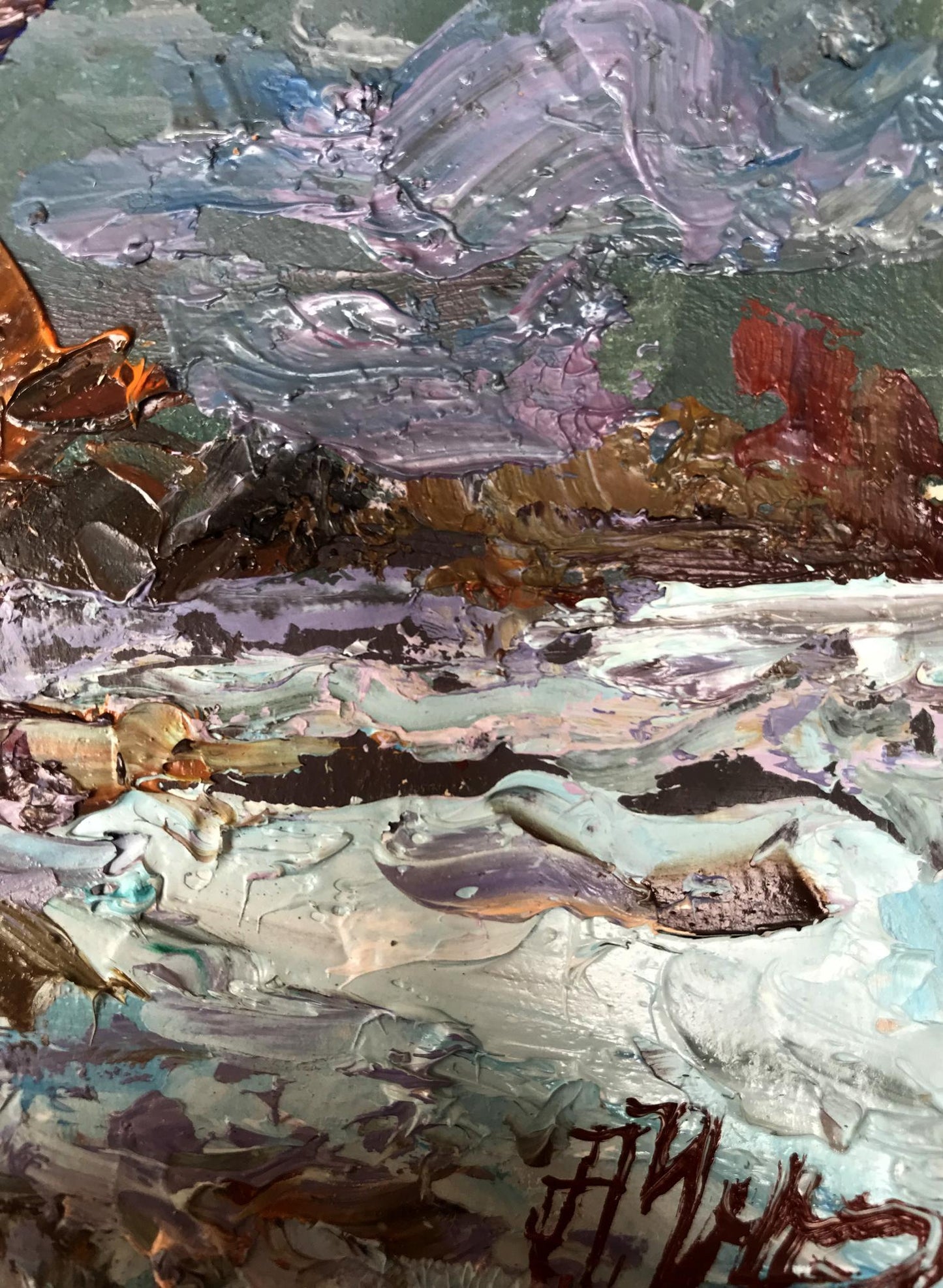 Oil painting Winter village