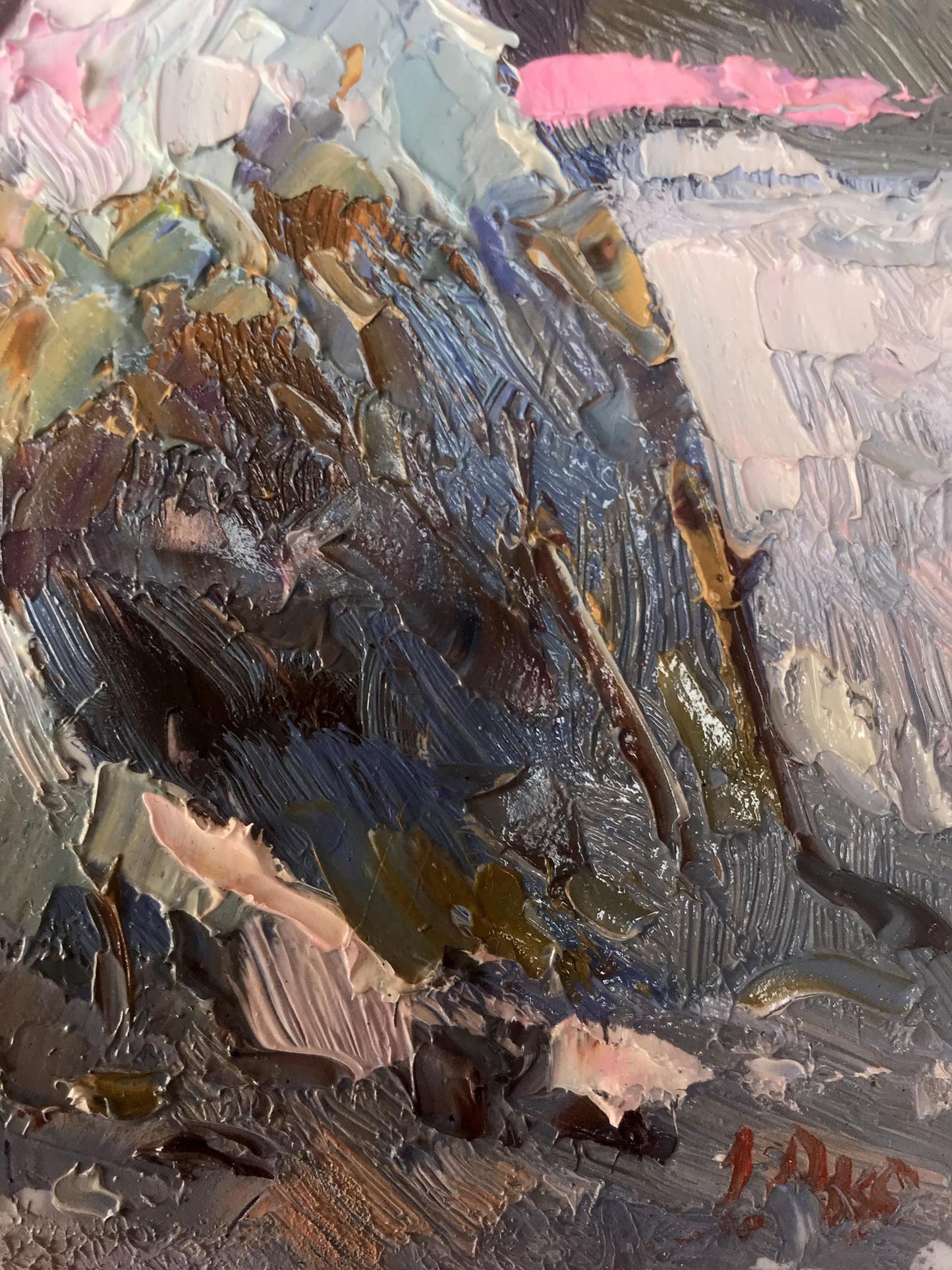 Oil painting Moonlit frosty night Oksana Ivanyuk