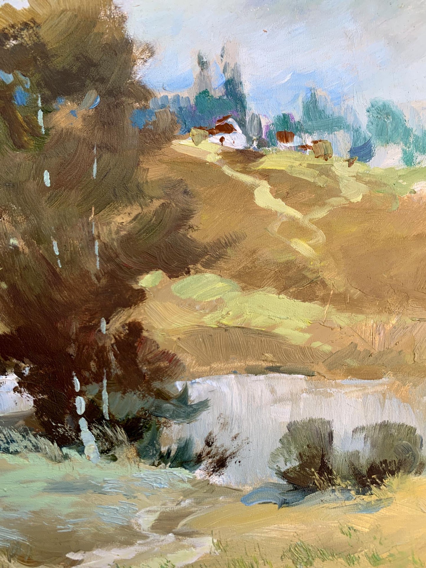 OIl painting Village pond Yuriy Suprunchuk