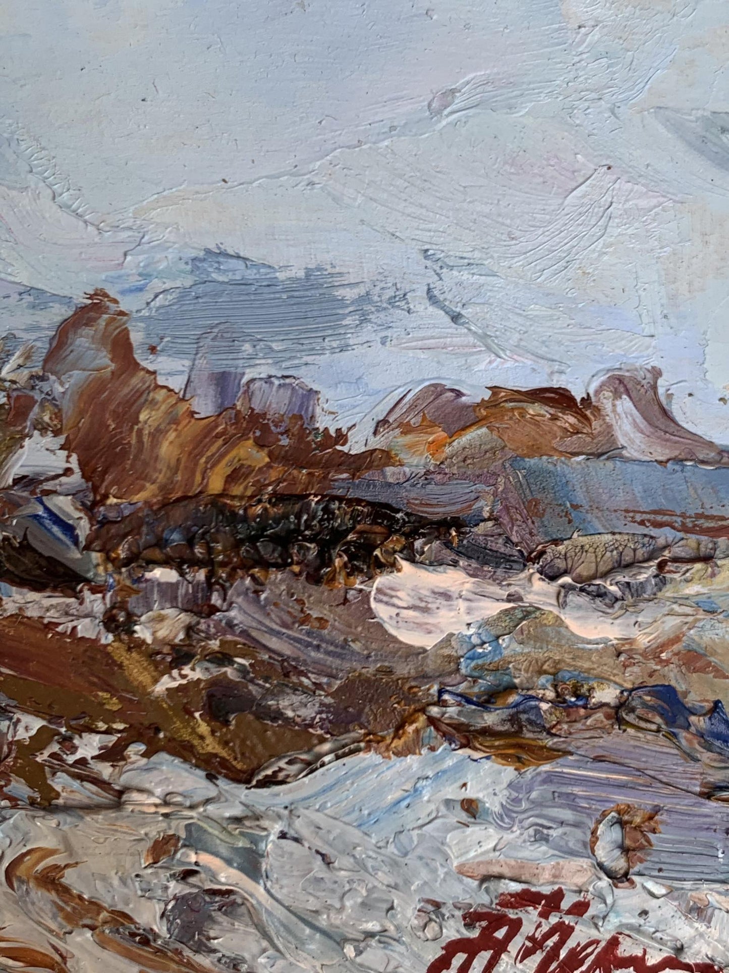 Oil painting Winter road Oleksiyander Cherednichenko