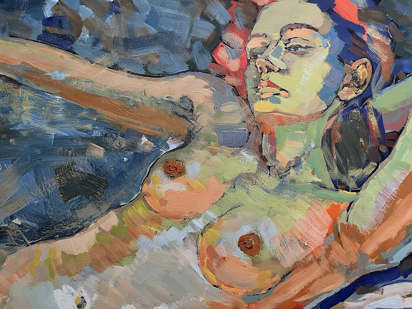 Acrylic painting expressionism nude Woman portrait Serhiy Kovalev Buy