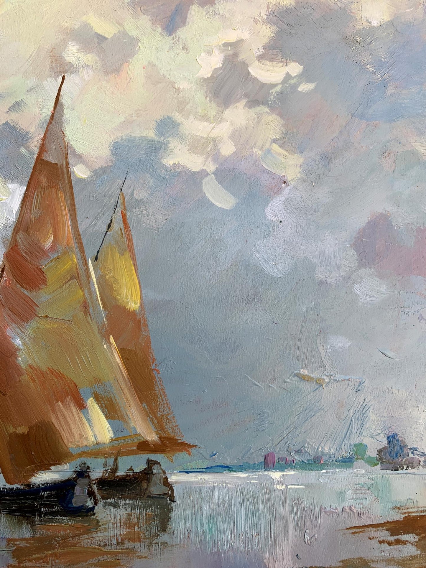 OIl painting Two sailboats at sea Yuriy Suprunchuk