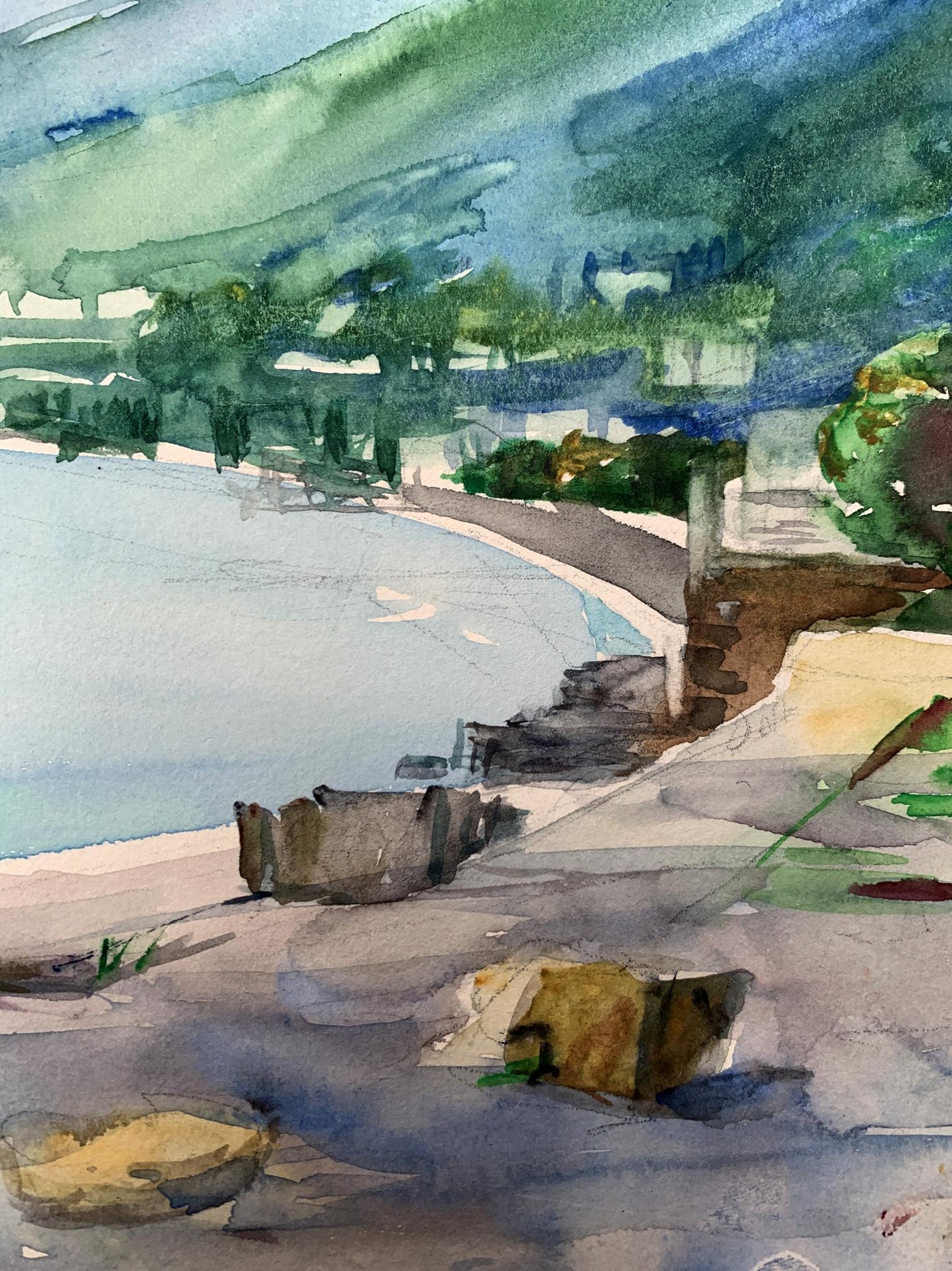 Watercolor painting Big mountains Unknown artist