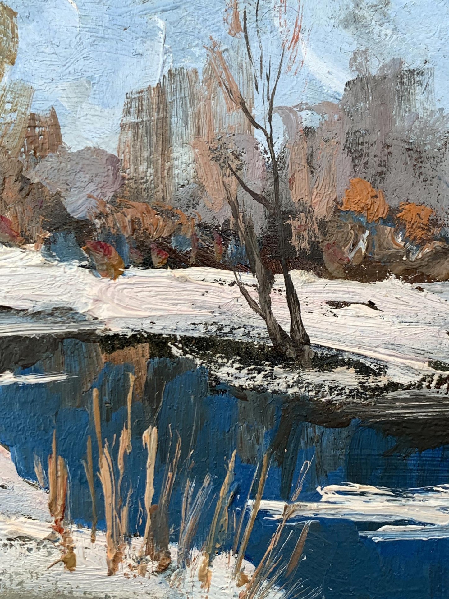 Oil painting Bright winter meadow Leonid Maistrenko