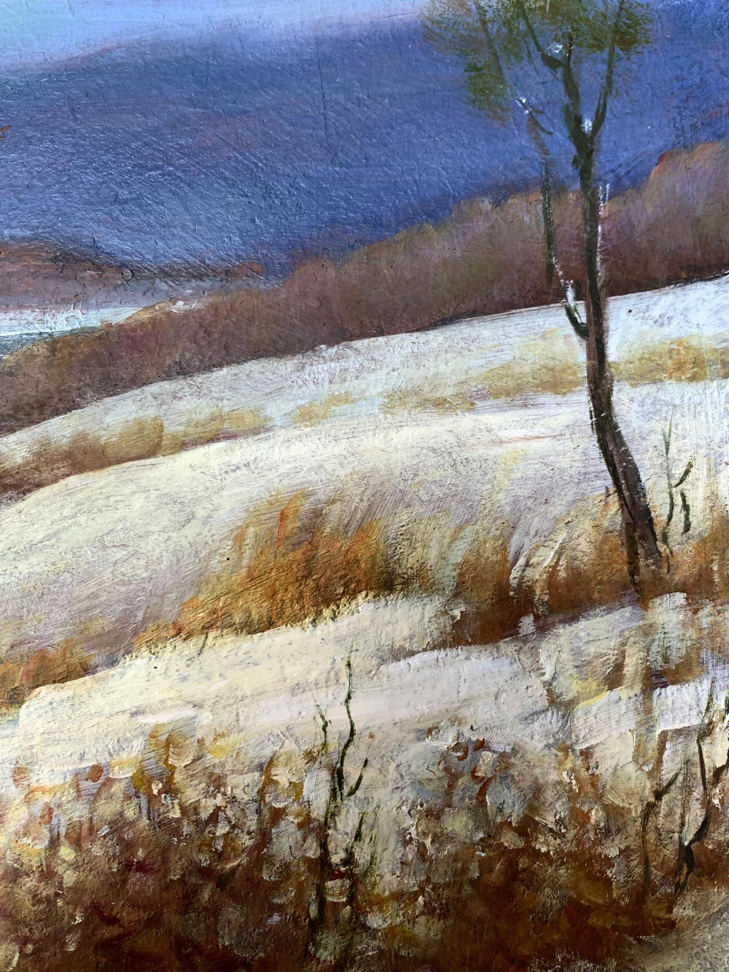 Oil painting The field was covered with snow Mykhailo Burdylo