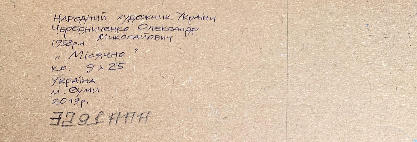 Oil painting Moonlit winter night Oleksiyander Cherednichenko