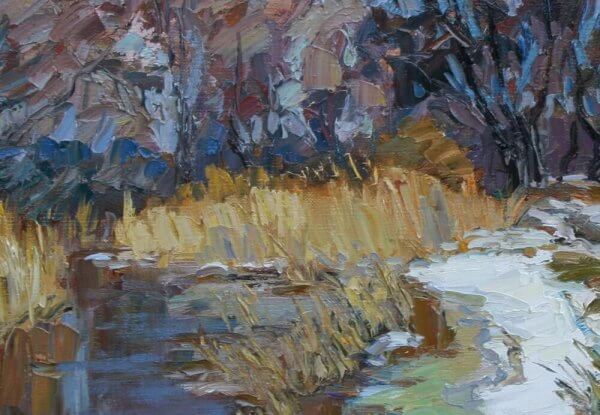 Oil painting Snow covered in the forest Sergiy Pivtorak