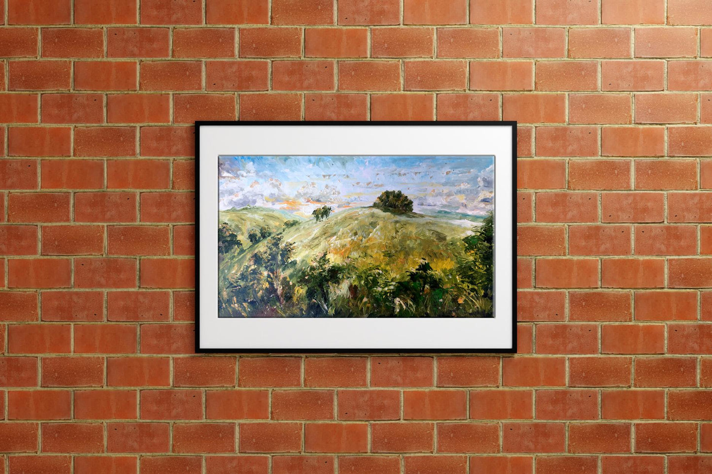 Oil painting Mountain fields Unknown artist