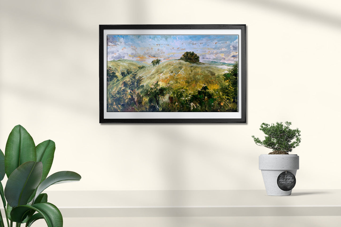 Oil painting Mountain fields Unknown artist