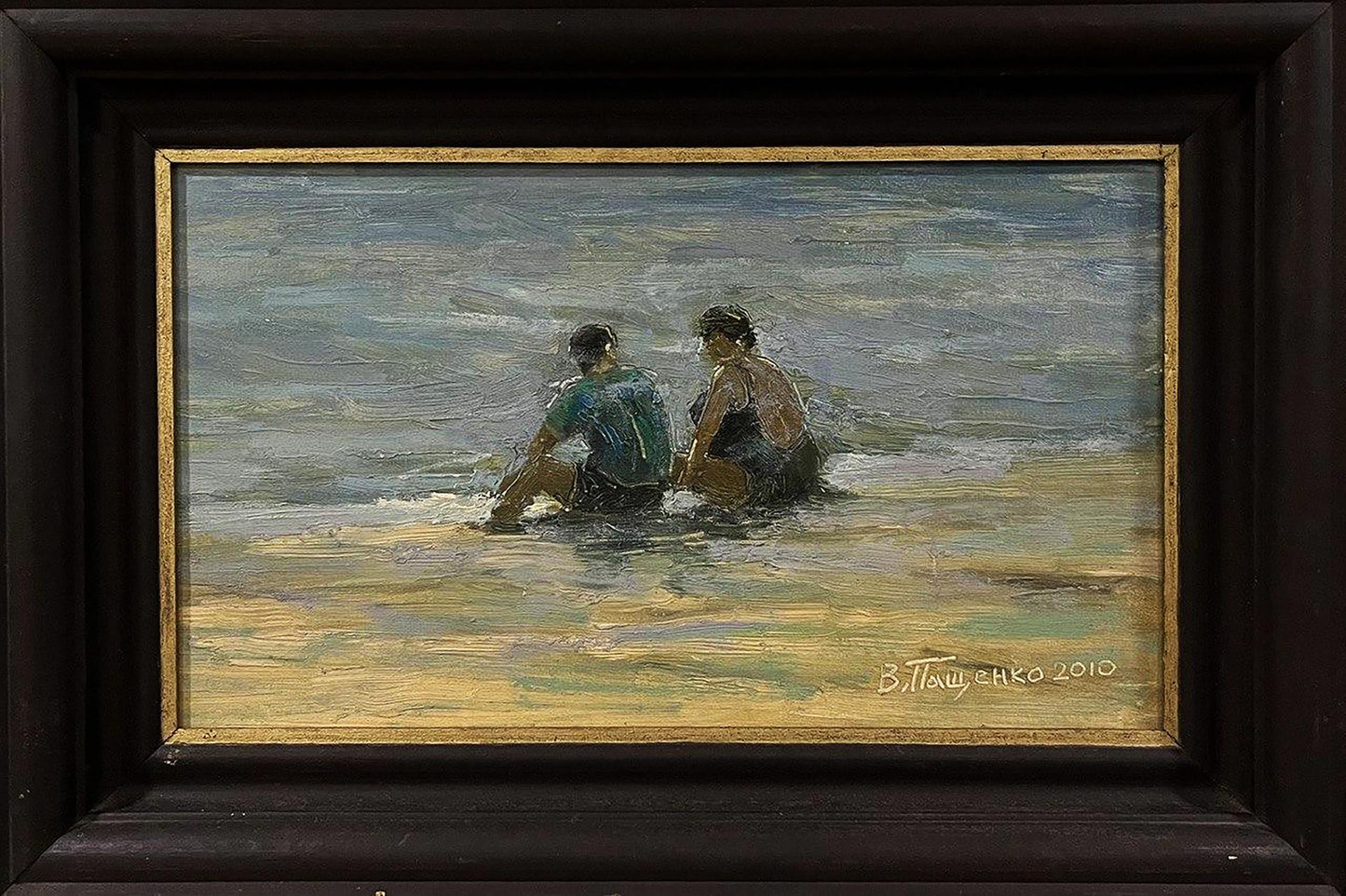 Oil painting To the beach with a friend Volodymyr Pashchenko