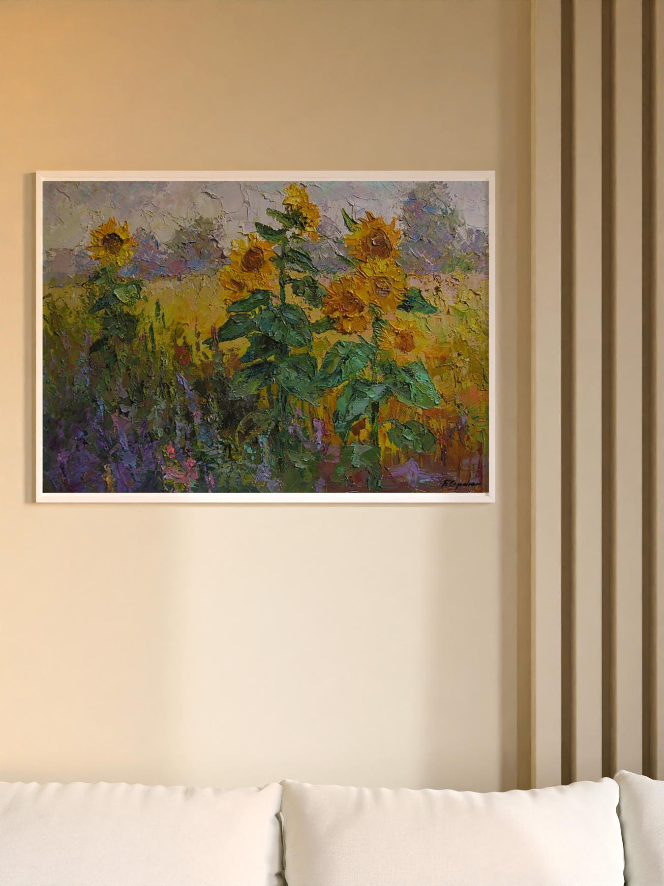 Oil painting Sunflowers in the field Serdyuk Boris Petrovich