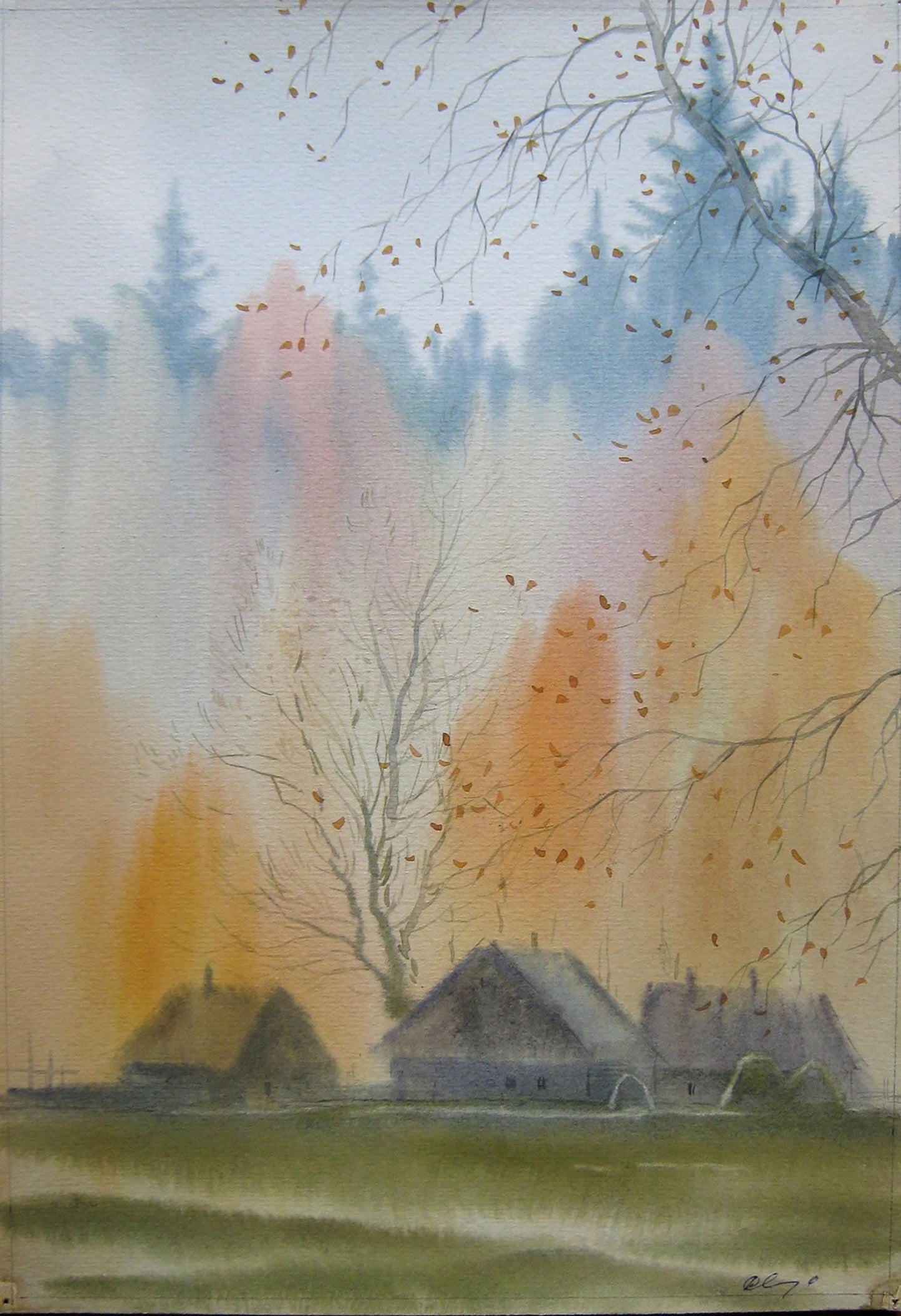 Watercolor painting Autumn melody Savenets Valery