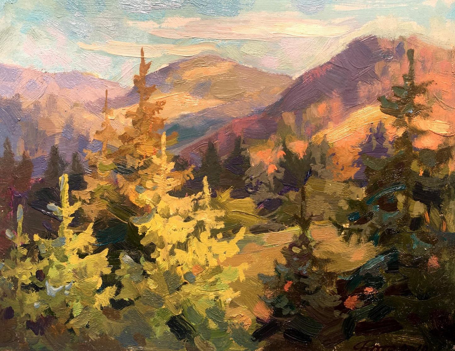 Oil painting Morning in the mountains Batrakov Vladimir Grigorievich