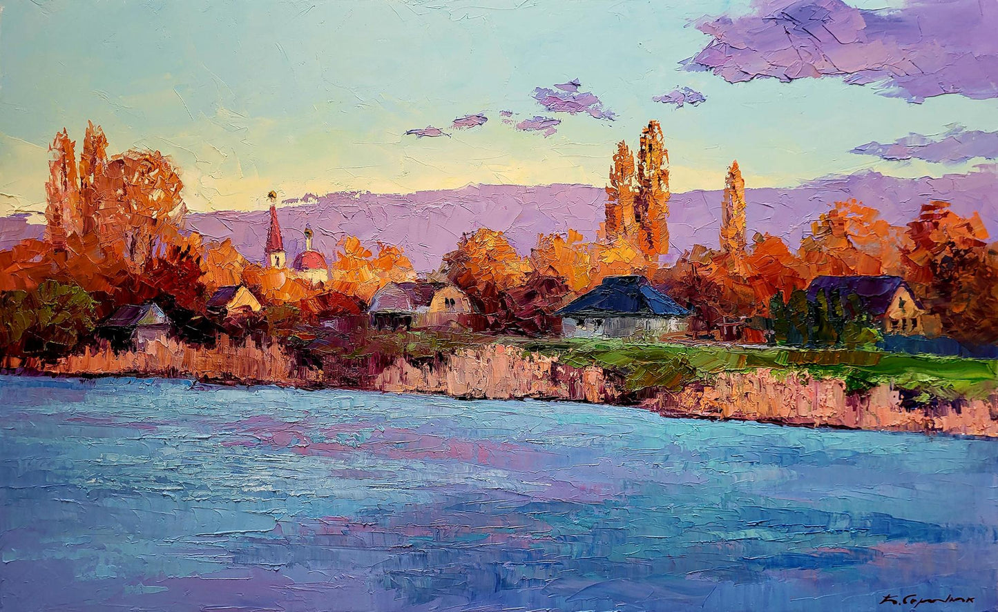 Oil painting Behind the river Boris Serdyuk