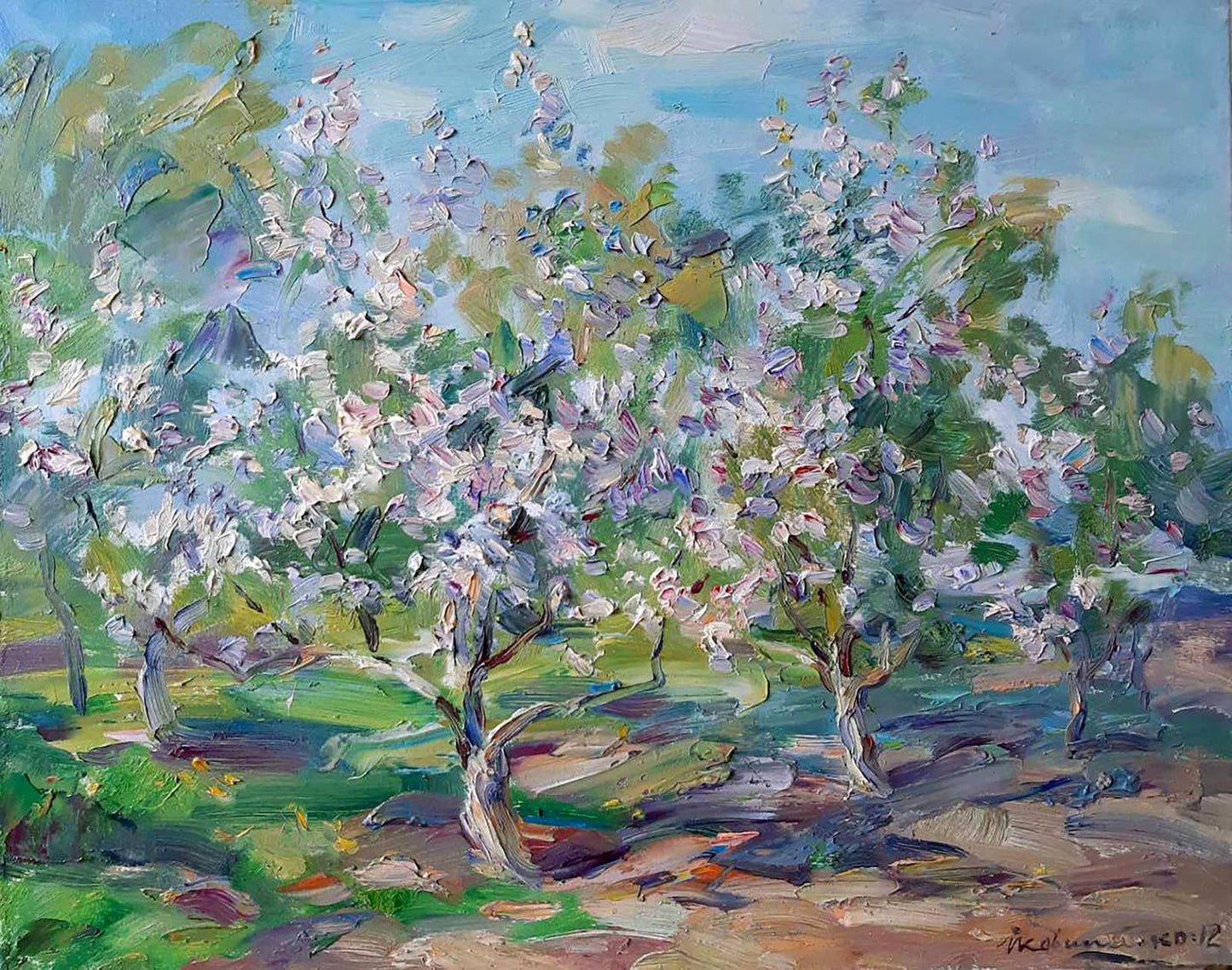 Oil painting Trees bloom Ivan Kovalenko