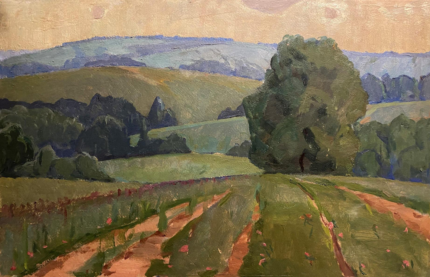 Oil painting Green meadow Nikolai Hrustalenko