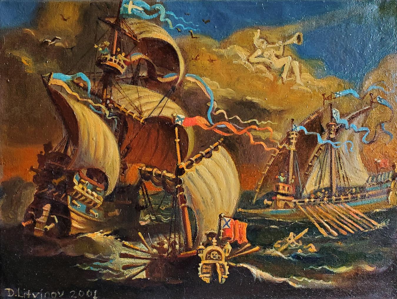 Oil painting Capture the ship Daniil Litvinov
