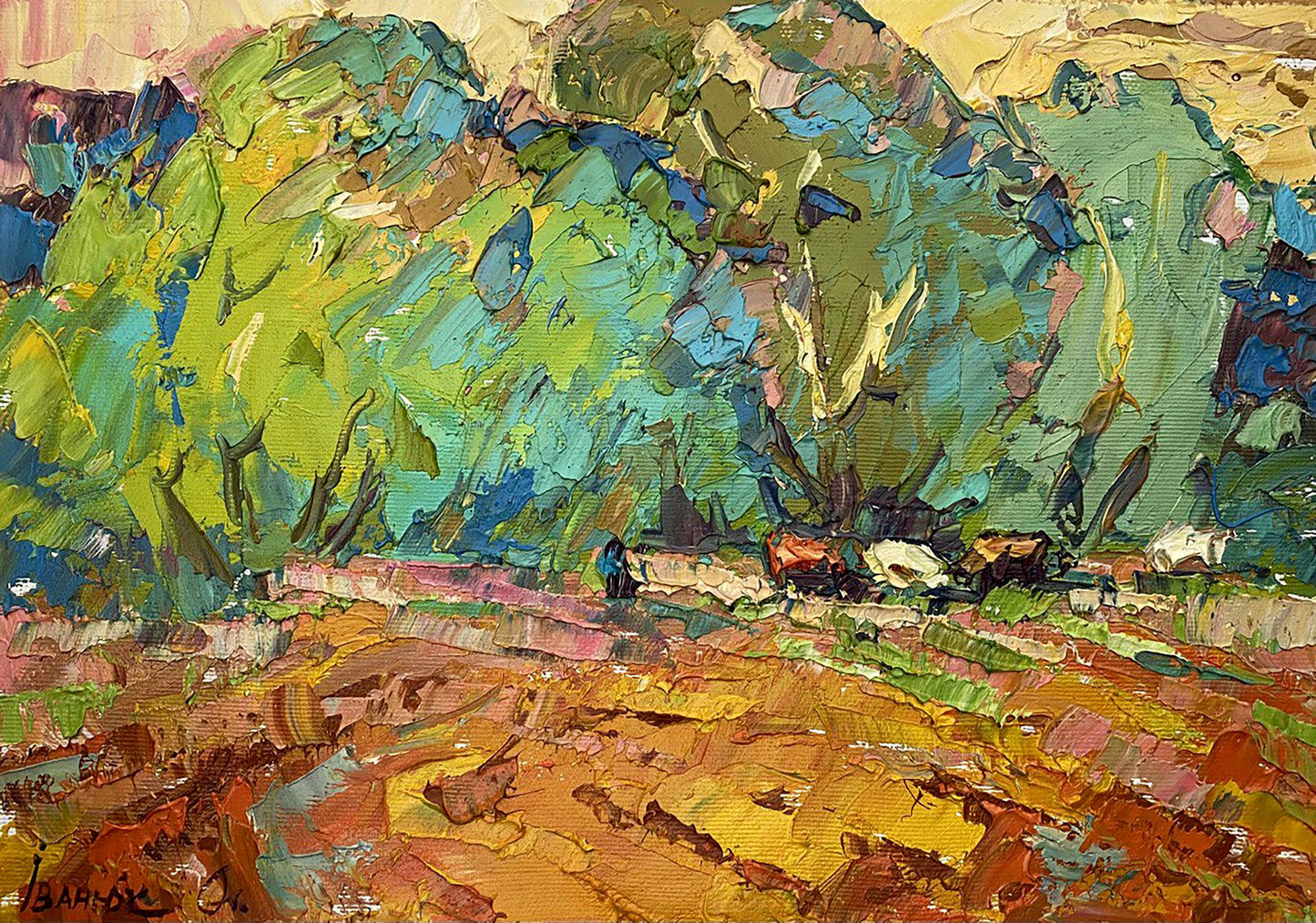 Oil painting Red field Ivanyuk Alex